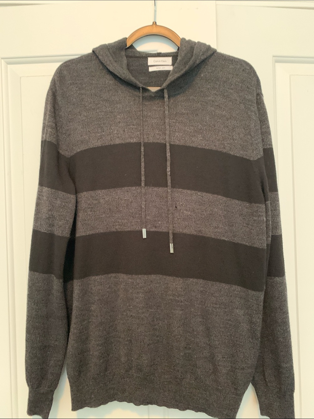 Calvin Klein Charcoal & Dark Gray Striped Hooded Pullover